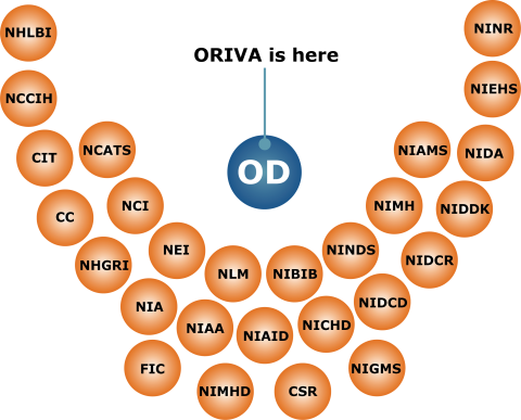 image of ORIVA being housed within OD, surrounded by other NIH ICs